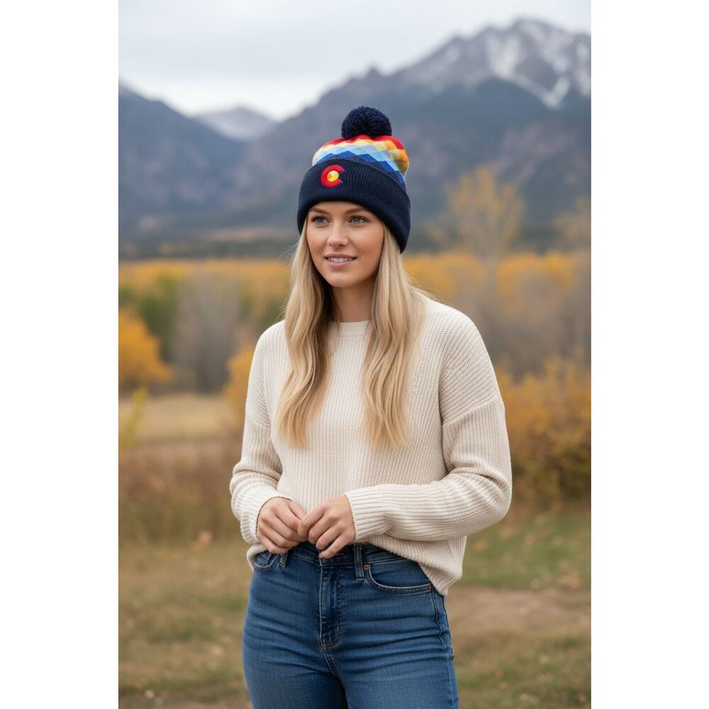 YoColorado‎ Argyle Rainbow Chevron Beanie Touk New